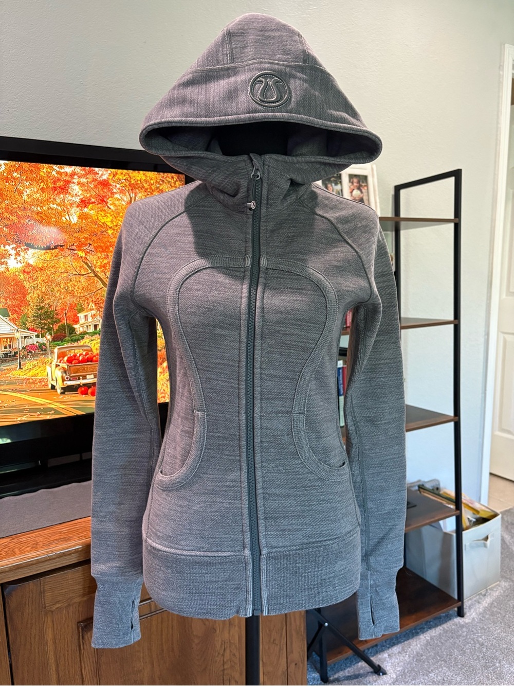 lululemon athletica Women's Gray Hooded Full-Zip Bomber Jacket